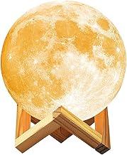 Luminária Lua Cheia 3D Luz Noturna LED com Base de Plástico Estilo Madeira Luz Noturna Decorativa Realista para Quarto Sala e Escritório Presente Criativo e Aconchegante 11cm Original