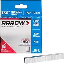 Arrow 508 grampos genuínos T50 de 1,27 cm, pacote com 1,250, 50824, Cinza, 1/2"