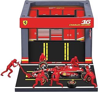 Diorama Garagem de Pit-Stop Ferrari SF24 - Charles Leclerc #16 - 1/43 - Formula 1 2024 - Bburago
