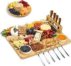 LUMAI Kit Tábua Para Queijos e Frios com Petisqueira, Facas, Garfos, Potes e Bandeja de Bambu – Ideal Para Servir Aperitivos, Snacks e Montar Mesa de Frios Completa