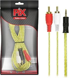 Cabo P2+Rca Cristal - P2 Estéreo + 2 Rca Macho 5M - Amarelo