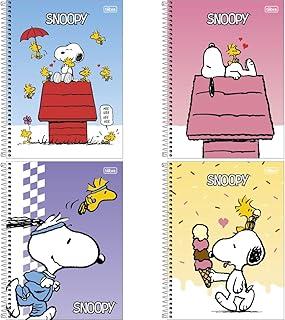 Kit de Cadernos, Tilibra, 1 Matéria, Capa Dura, Snoopy Fit, 80 Folhas, Pacote com 4