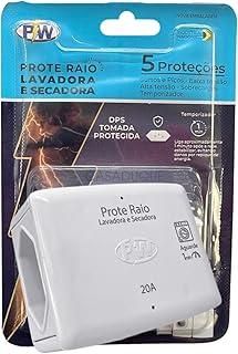 Prote Raio, Protetor Contra Raios para Lavadora e Secadora 20A 127V, Branco, com Disjuntor Eletrônico, Proteção Contra Surtos Elétricos