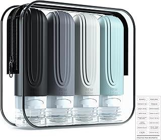 JINYUHAY Kit de Viagem para Shampoo e Condicionador, 4 Frascos de Silicone de 90ml, Preto, Cinza, Verde