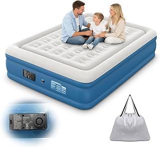 Colchão Inflável Casal 205 * 155 * 38 CM, Infiação e Deflação Rápidas e Automáticas, para Famílias e Camping - Azul Marinho e Cinza (220V)