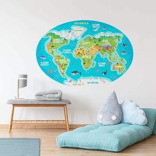 Adesivo Mapa Mundi Infantil para Quarto 106x72cm