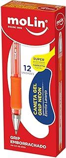 Caneta Gel Grip, Laranja, Caixa com 12 Unidades