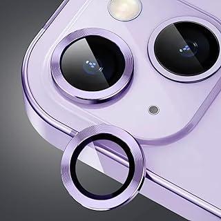 Proteção Lente Câmera Pretotor Película Aro Simples Compatível iPhone 14/15 E 14 Plus /15 Plus Kit (Lilás)