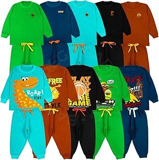 Kit 10 Peças Conjunto Infantil Menino Inverno Frio Criança (5 Blusas + 5 Calças) Felpado - 1 A 8 Anos