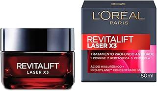 L'Oréal Paris Revitalift Laser X3, Creme Facial Anti-idade, com PRO-XYLANE™ e Ácido Hialurônico, Corrige Rugas Profundas, Combate Flacidez e Redefine o Contorno do Rosto, 50ml