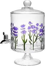 LYOR - Suqueira Bold com Pé e Tampa Redonda Lavanda Hand Painting 4,5L Cristal