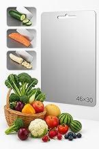 Tábua de Corte de Titânio para Cozinha Aço Inoxidável e PP, Superfície Higiênica para Carnes, Frutas e Vegetais, Afiador Integrado, Canaletas Antirrespingo, Base Antiderrapante Tábua Inox de Cortar