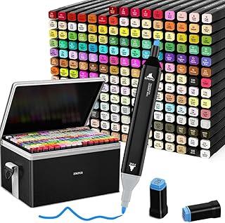 Marcadores À Base De Álcool 204 Cores Com Suporte - Caneta De Desenho Com Ponta Dupla Para Esboços E Ilustrações De Anime, Para Crianças E Adult