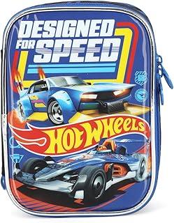 Estojo Box Hot Wheels 3 Compartimento Escolar Infatil (Azul)