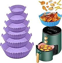 Kit 6 Formas de Silicone para Air Fryer Reutilizáveis Antiaderentes – Compatível com Forno, Micro-ondas e Geladeira – Fácil Limpeza, Resistente ao Calor, Ideal para Preparar Alimentos sem Sujar a Cesta