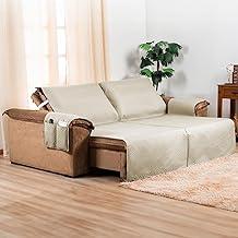 Protetor de Sofá Retrátil 2 Lugares 2,40m x 2,40m Impermeável | Capa Protetora com Bolso Lateral | Proteção para Sofá Contra Manchas, Pets e Crianças | Lavável e Resistente (Bege)