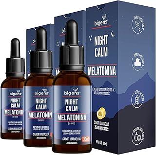 Night Calm Melatonina em gotas sublingual, sabor maracujá, Biogens, Kit 3x 30 mL