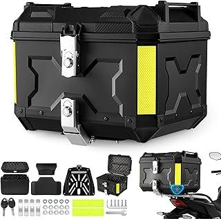 Bau Moto, BateiaPro Baú para Moto Universal, Bauleto 45 Litros de Plástico Impermeável com Estofamento, Encosto e Porta-copos,Faixas Refletoras de Segurança