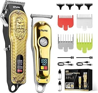 ENSSU Conjunto de cortadores de cabelo profissionais para homens, barbeiros sem fio, cortadores de cabelo masculinos para corte de cabelo com visor LED, kit de cuidados masculinos