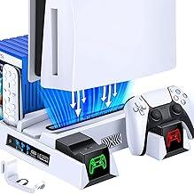 Suporte TwiHill para PS5 com Estação de Carregamento de Controlador e Estação de Refrigeração para Playstation 5 Console Edição Digital e Versão de Disco (Não disponível para Versão PS5 Slim)