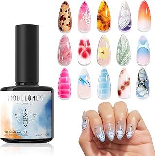 Modelones Esmalte de gel para desabrochar de unhas UV LED transparente para espalhar efeitos, mármore, estampa floral, design de arte de unhas em aquarela, para bricolagem doméstica e salão de unhas