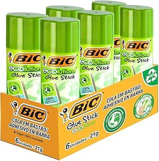 Cola em Bastão Ecolutions, BIC 886643, Multicor, 21 g, Pacote de 6