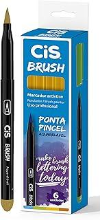 Marcador Artístico CIS Brush, Amarelo Ouro, Caixa com 6 unidades