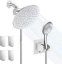 Chuveiro Ducha Inox de 20cm com Redondo Ducha Manual de 10cm e Mangueira de 1,5m Conjunto Duplo Ajustável com Função Chuva de Alta Pressão (Prata)
