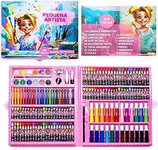 Maleta de Pintura Infantil 168 Itens Pequena Artista Desenho Arte Material Escolar Presente para Crianças