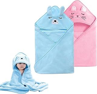 Kit 2 Toalhas de Banho Macias para Bebês com Design Fofo.Cobertor de Abraço de Bebê, Toalhas de Bebê Absorventes com Capuz para Recém-Nascidos Meninos Meninas e Neutros (Rosa+azul)
