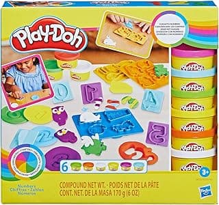 Play-Doh, Massinha de Modelar Infantil, Kit Inicial de Números - Conjunto de Brinquedo com Acessórios e 6 Potes - A partir de 3 Anos