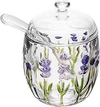 LYOR - Açucareiro com Colher e Tampa Lavanda Hand Painting 8,5cm x 11,3cm Cristal