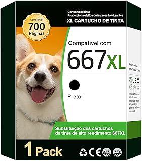 TECKKIN Cartucho de Tinta Compatível para HP 667 667XL Compatível com HP DeskJet Ink Advantage 2374 1275 2376 2775 2776 DeskJet Plus 6475 6476 6075 (1 preto)