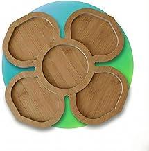 Petisqueira de Madeira MDF com 5 Divisórias – Bandeja para Petiscos, Queijos, Frios e Castanhas – Mesa Posta, Churrasco e Happy Hour – Formato Flor 30cm