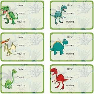 Kit c/ 12 Etiquetas Escolares Volta Às Aulas 2026 Dinossauro