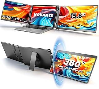 Monitor Duplo Portátil para Notebook 15.6" - Expansor de Telas Triplo com Design 360°, Tela IPS FHD 1080p 60Hz, Baixa Luz Azul, Compatível com Windows/Mac/Switch (Cabos Inclusos)