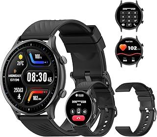 Smartwatch PEJE ZW04, Tela Touch 1.39", Alexa, Chamadas Bluetooth, 123+ Modos Esportivos, Compatível iOS/Android, 2 Pulseiras, Preto