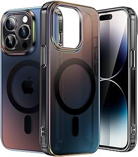 JETech Capa Iridescente para iPhone 14 Pro Max 6,7 Polegadas Compatível com MagSafe, Design Bonito, Case Exclusivo e Estético, Traseira Colorida Fluorescente Translúcida (Preto Iridescente)