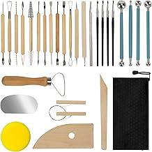 Kit com 32 Ferramentas para Escultura em Cerâmica | Ideal para Argila, Kit de Ferramentas para Cerâmica Fria, para Escultura e Criação de Obras de Arte e Uso Doméstico