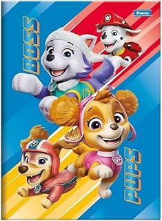 Kit de Cadernos Brochura, Foroni, 1/4, Capa Dura, Patrulha Canina, 80 Folhas, Pacote com 5