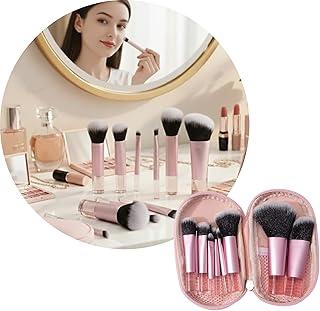 STYD Kit 10 Pincéis de Maquiagem com Estojo Portátil, Cerdas Sintéticas Macias para Base, Pó, Blush, Corretivo e Sombras, Travel Size (Rosa)