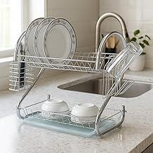 Escorredor de Louça Cromado Cozinha 2 Andares Porta Talheres e Copos