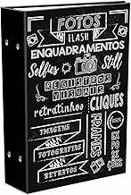 Álbum de Fotos 10x15 para 512 Imagens, Capa Dura Preta com Laminação Fosca, 128 Folhas Plásticas, Papelão, 26x18x7.5cm