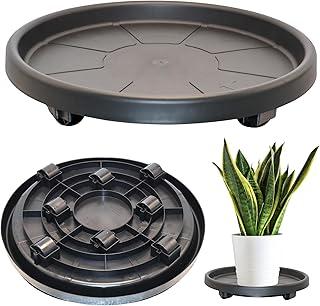 Prato com Rodas 40cm Suporte para Vasos com Rodízios Suporta até 120kg | Ambientes Internos e Externos - Top Garden (Preto)