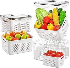 Kit 3 Organizador Geladeira Armário Cozinha Tampa Pote Hermetico Organizador Armario Cozinha Pote Transparente Vegetai Fruta Comida 800ml+1700ml+3150ml