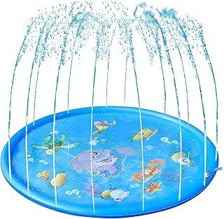 Tapete Splash Infantil com Desenhos Marinhos, Piscina Inflável para Crianças, Azul, 170 cm