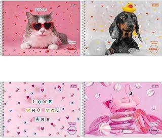 Kit com 4 Cadernos de Desenho, Tilibra, Universitário, Capa Dura, Zoom+, Feminino, 96 Folhas, Capas Sortidas