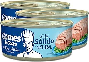 Kit com 3 Latas - Atum Sólido ao Natural Gomes da Costa 170g - Conserva em Água e Sal - Fonte de Proteína Magra e Ômega 3 - Ideal para Dietas, Fitness e Alimentação Saudável