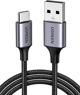 UGREEN Cabo de Dados USB para USB C 1m 3A, Carregamento Rápido, Design Resistente em Nylon Trançado, Compatível com CarPlay para iPhone 16(Plus/Pro)/15, Galaxy S24/S23, Pixel 8/7