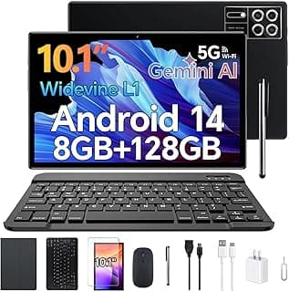 Tablet Xixaomiro S12, 10.1 Polegadas, Android 14, 8GB+128GB, acompanha Película, Caneta Stylus, Teclado, Mouse e Capa, Tela 1920x1200, Wi-Fi 5G, Câmeras 13MP e 5MP, Bateria 8000mAh – Preto